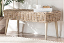 Vologne Natural Kubu Rattan and Gray Acacia Wood Accent Bench Baxton