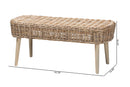 Vologne Natural Kubu Rattan and Gray Acacia Wood Accent Bench Baxton