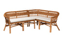 Mira Natural Brown Rattan 2Pc Dining Nook Banquette Set Baxton