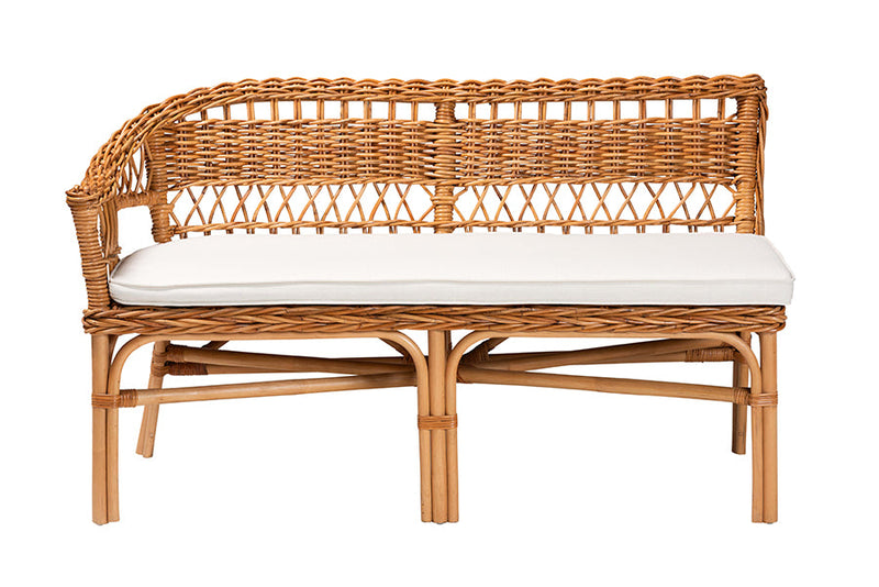 Mira Natural Brown Rattan 2Pc Dining Nook Banquette Set Baxton