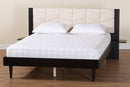 Richmond Beige Fabric and Black Wood Queen Size Bed w/Built-In Side Tables Baxton