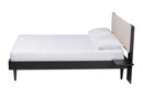 Richmond Beige Fabric and Black Wood Queen Size Bed w/Built-In Side Tables Baxton