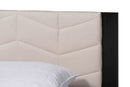Richmond Beige Fabric and Black Wood Queen Size Bed w/Built-In Side Tables Baxton