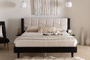 Richmond Beige Fabric and Black Wood Queen Size Bed w/Built-In Side Tables Baxton