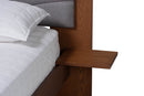 Malinda Gray Fabric and Walnut Brown Wood Queen Size Platform Bed w/Side Table Baxton