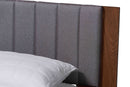 Vivienne Gray Fabric and Walnut Brown Wood Queen Size Bed w/Built-In Side Tables Baxton