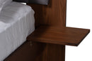 Vivienne Gray Fabric and Walnut Brown Wood Queen Size Bed w/Built-In Side Tables Baxton