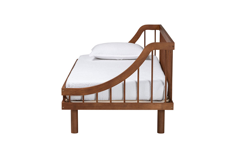 Linas Mid-Century Modern Walnut Brown Finished Wood Twin Daybed