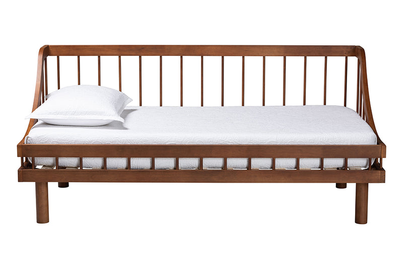 Linas Mid-Century Modern Walnut Brown Finished Wood Twin Daybed