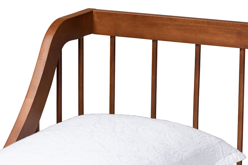 Linas Mid-Century Modern Walnut Brown Finished Wood Twin Daybed