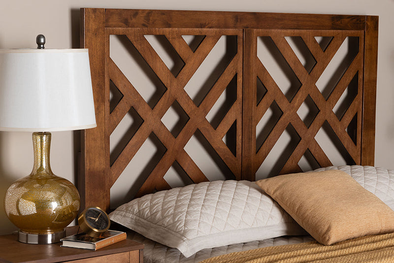 Willow Modern Walnut Brown Queen Size Headboard Baxton