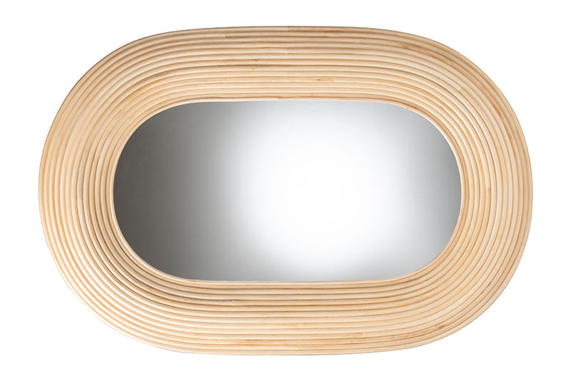Nevio Natural Brown Rattan Oval Accent Wall Mirror Baxton