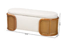 Diwata Japandi Cream Boucle Fabric Storage Bench w/Woven Rattan Baxton