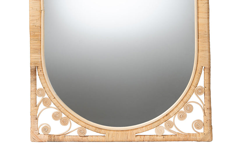 Finsbury Natural Brown Rattan Accent Wall Mirror Baxton