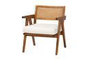 Raphael Japandi Cream Boucle Fabric and Walnut Brown Arm Chair Baxton