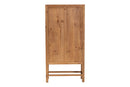 Carlin Bohemian Natural Rattan and Teak Wood Tall Cabinet Baxton