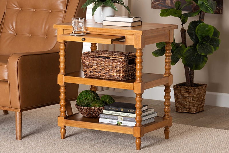 Valere Retro-Modern Walnut Brown Finished Wood End Table