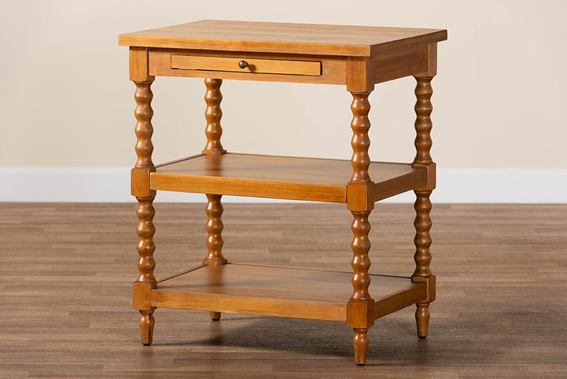 Valere Retro-Modern Walnut Brown Finished Wood End Table