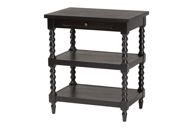 Valere Retro-Modern Black Wood End Table