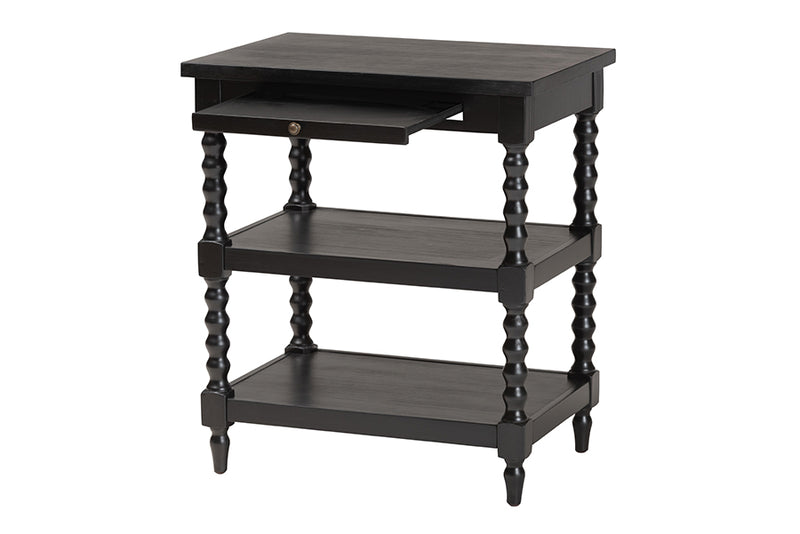 Valere Retro-Modern Black Wood End Table