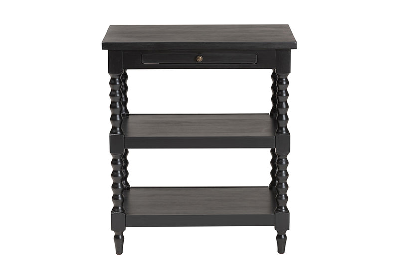 Valere Retro-Modern Black Wood End Table