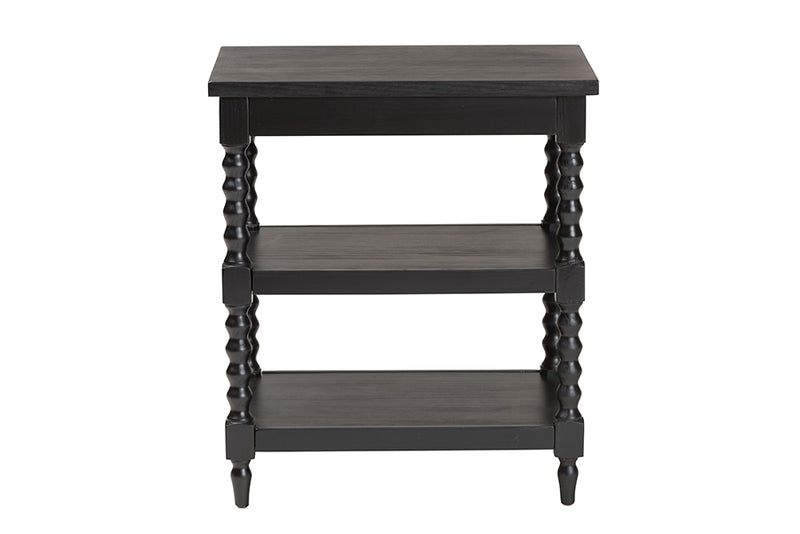 Valere Retro-Modern Black Wood End Table