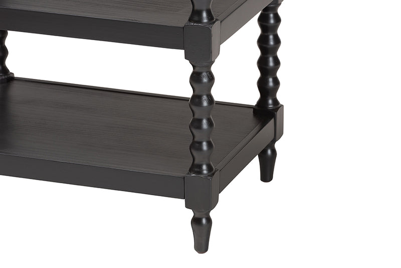 Valere Retro-Modern Black Wood End Table