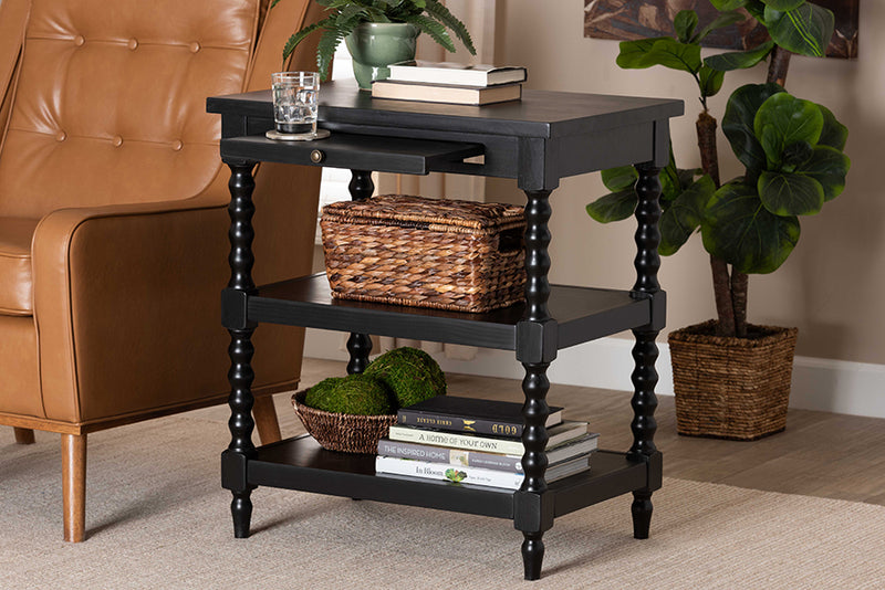 Valere Retro-Modern Black Wood End Table