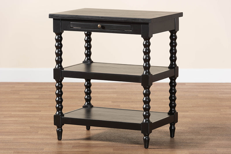 Valere Retro-Modern Black Wood End Table