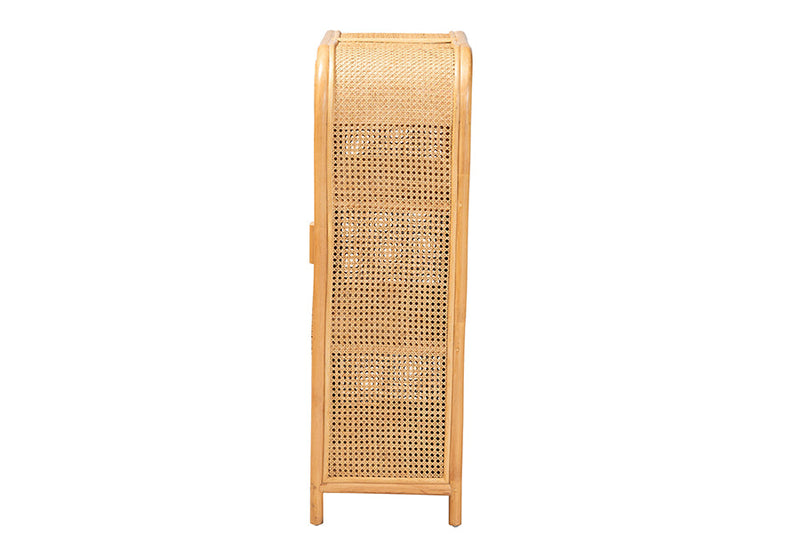 Kendall Light Honey Rattan 2-Door Storage Cabinet Baxton