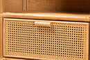 Kendall Light Honey Rattan 2-Drawer Bookcase Baxton