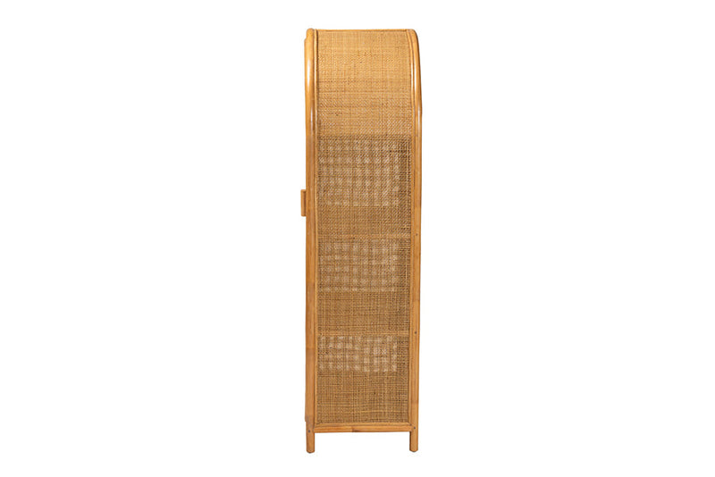 Skylar Light Honey Rattan Large Storage Cabinet Baxton