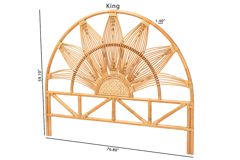 Katrice Modern Bohemian Natural Rattan Queen Size Standalone Headboard