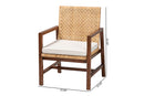 Mila Bohemian Light Honey Rattan and Acacia Wood Arm Chair Baxton
