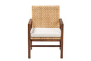 Mila Bohemian Light Honey Rattan and Acacia Wood Arm Chair Baxton