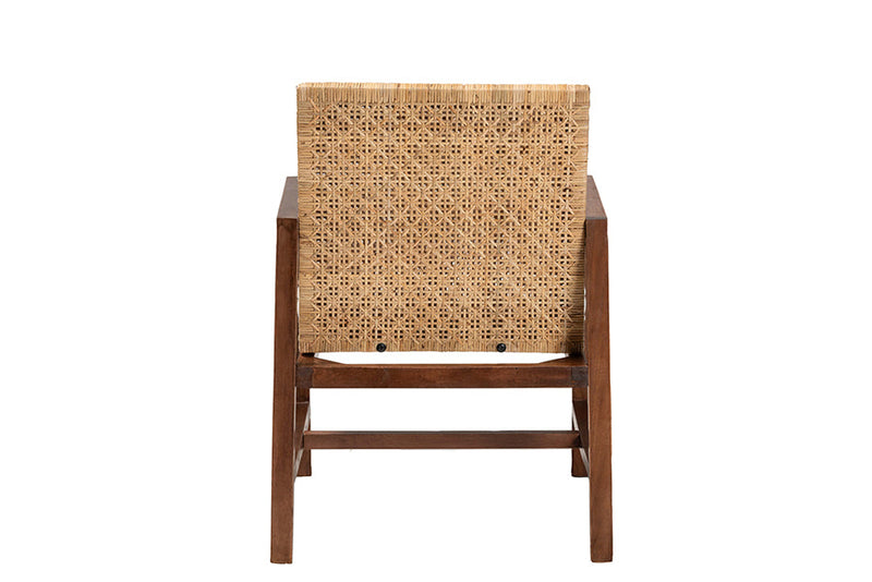Mila Bohemian Light Honey Rattan and Acacia Wood Arm Chair Baxton
