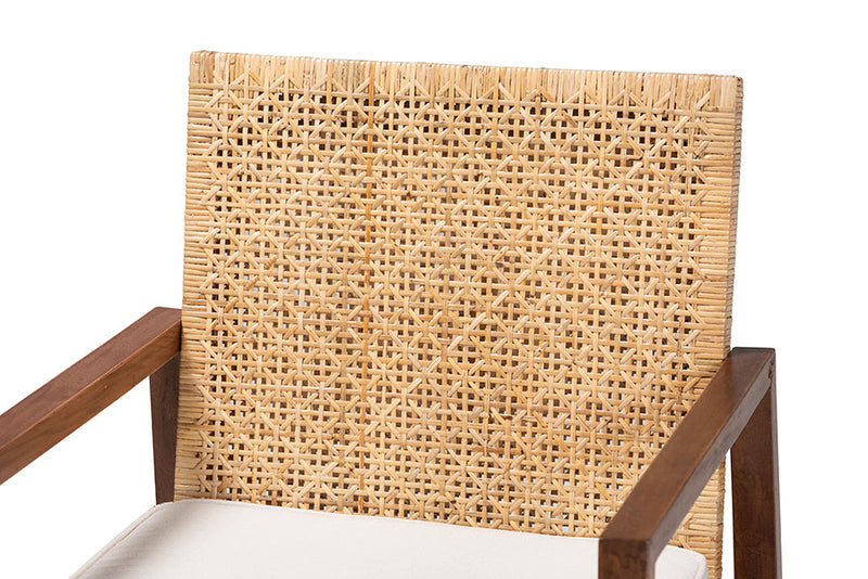Mila Bohemian Light Honey Rattan and Acacia Wood Arm Chair Baxton