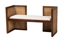 Mila Bohemian Light Honey Rattan and Acacia Wood Accent Bench Baxton