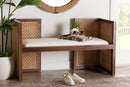 Mila Bohemian Light Honey Rattan and Acacia Wood Accent Bench Baxton