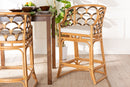 Efren Light Honey and Dark Brown Rattan Bar Stool Baxton