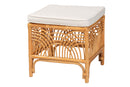 Daley Natural Brown Rattan Footstool Baxton