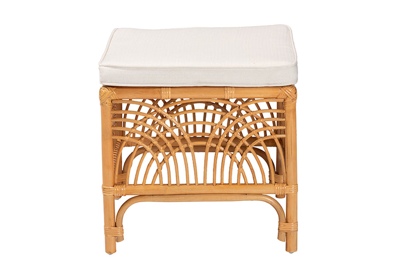 Daley Modern bohemian Natural Brown Rattan Footstool