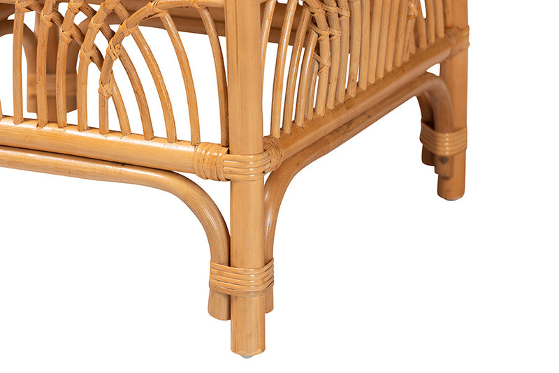 Daley Natural Brown Rattan Footstool Baxton
