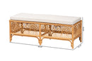 Daley Natural Brown Rattan Bench Baxton