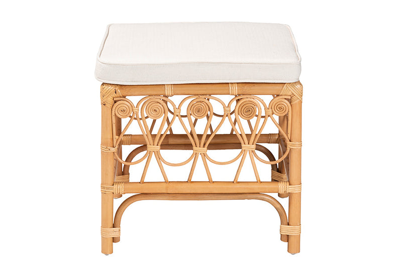Valina Natural Brown Rattan Footstool Baxton