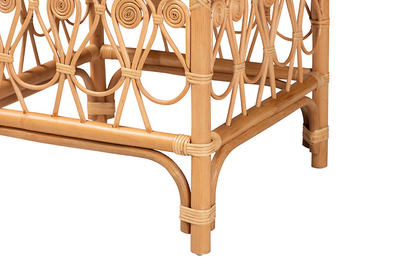 Valina Natural Brown Rattan Footstool Baxton