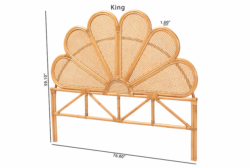 Ember Modern Bohemian Honey Rattan Queen Size Standalone Headboard