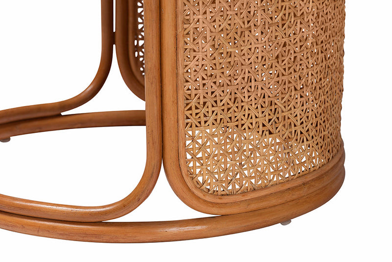 Julia Bohemian Honey Rattan Large End Table Baxton