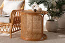 Julia Bohemian Honey Rattan Large End Table Baxton