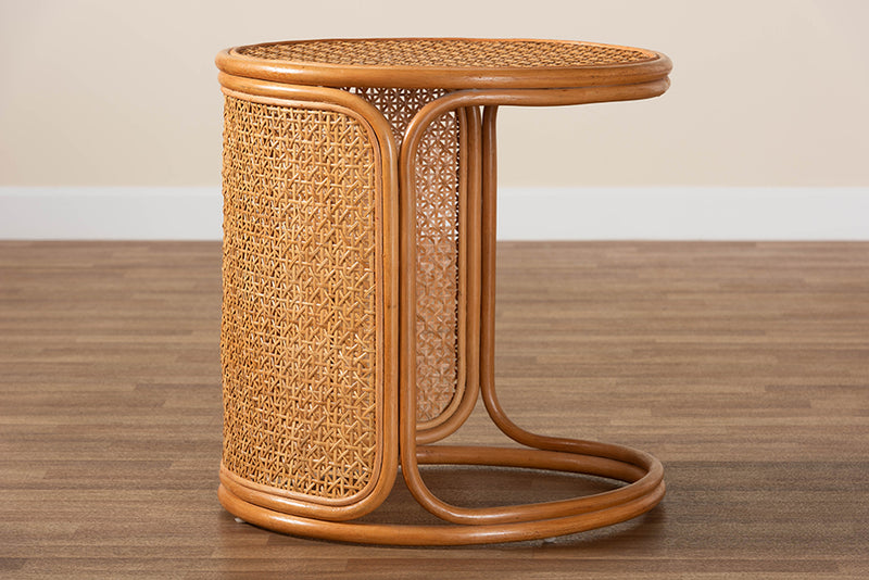 Julia Bohemian Honey Rattan Large End Table